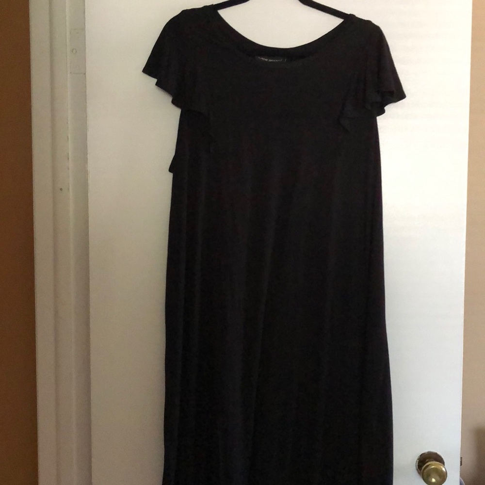 Black T shirt dress with ruffled sleeves